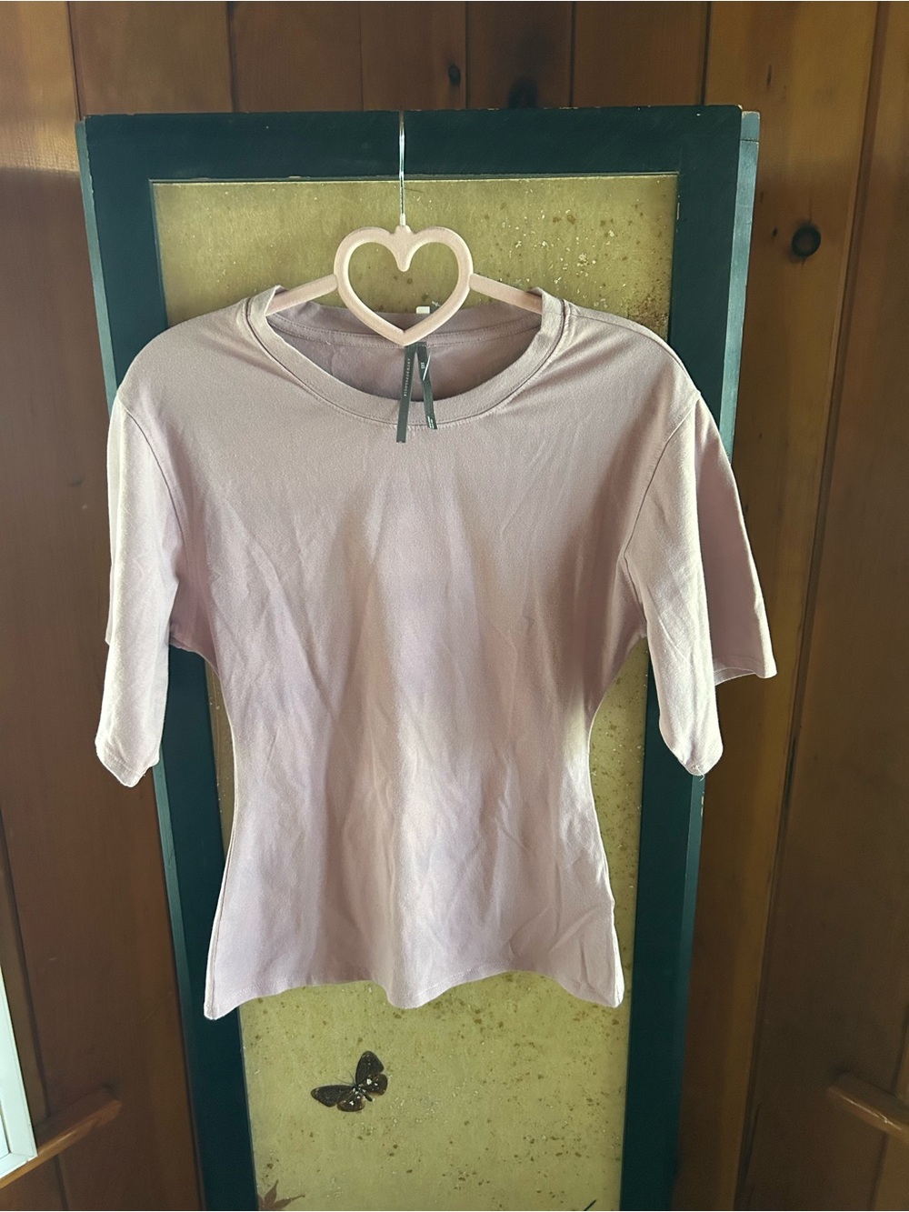 Anthropologie Light Mauve Short Sleeve Crewneck Top